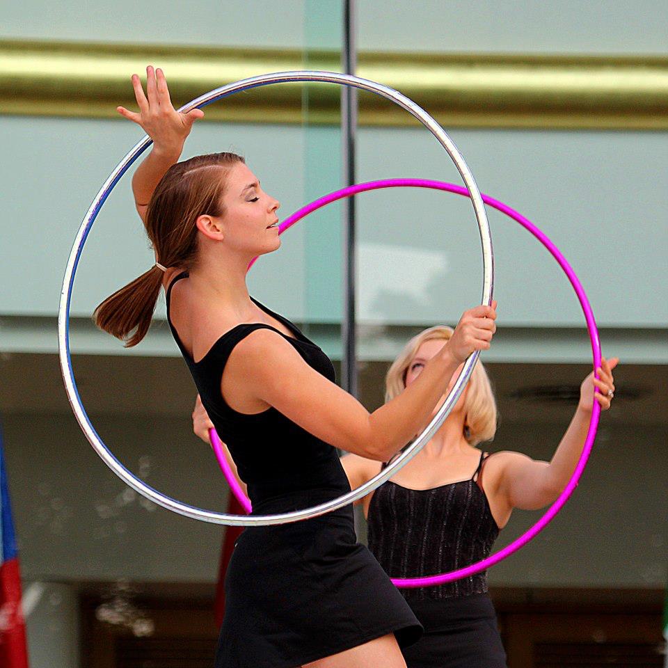 Photo of Carrie hooping. 