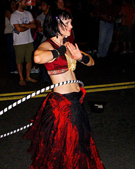 Jeana hooping outside of Lotus Festival - 2010